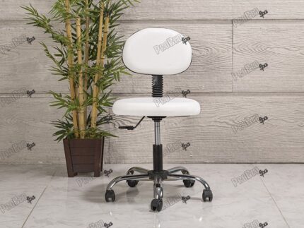 Amortisörlü Çalışma Sandalyesi | Beyaz - Kromajlı Ayak