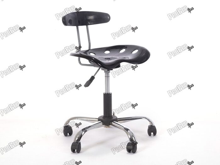 Amortisörlü Çalışma Sandalyesi | Plastik Oturaklı - Siyah - Kromajlı Ayak
